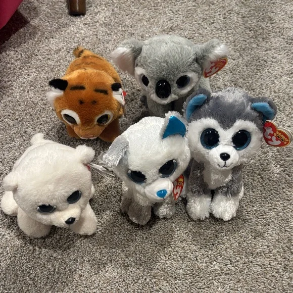 Ty Beanie Boo’s Plush Toy Collection - White, Gray, Brown - Picture 1 of 2